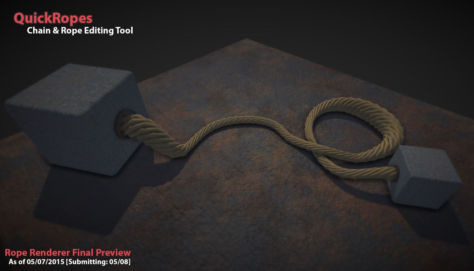 QuickRopes key art — a rendered rope threaded between two stone blocks